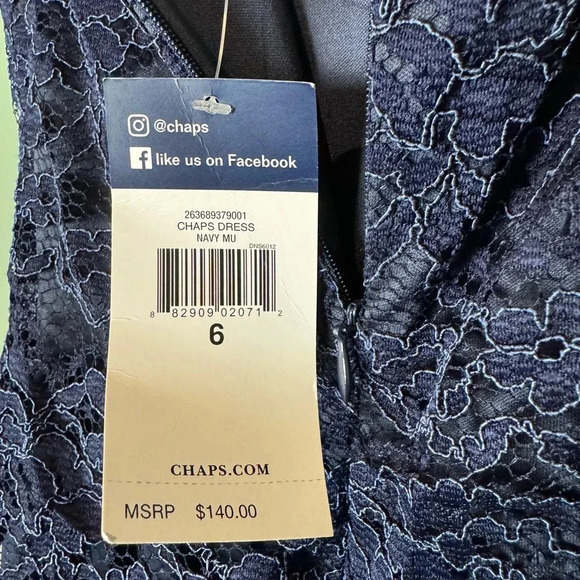 Chaps NWT Women’s Evening Dress Navy Blue Long Length Sleveless Size 6 - Picture 4 of 7